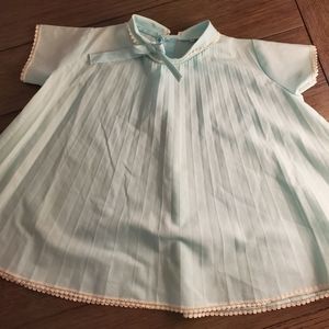 Vintage beautiful pleated blue baby girls dress